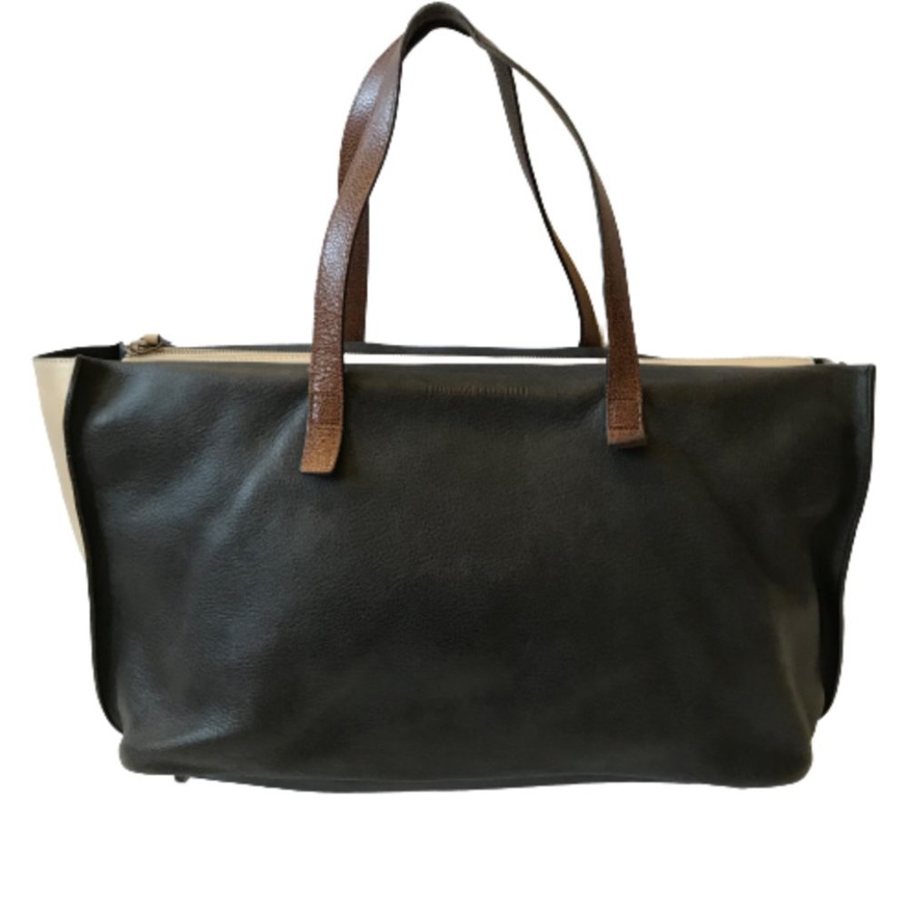 Brunello Cucinelli Tote Shoulder Bag Purse Womens Brown Gray Cream Italy 2 Tone